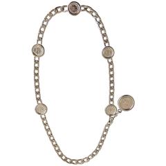 Chanel Silver Chain Belt with Medallion