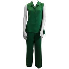 Akris Emerald Green NWT Silk Pant Suit