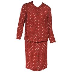 Red Vintage Chanel Silk Skirt Set 10