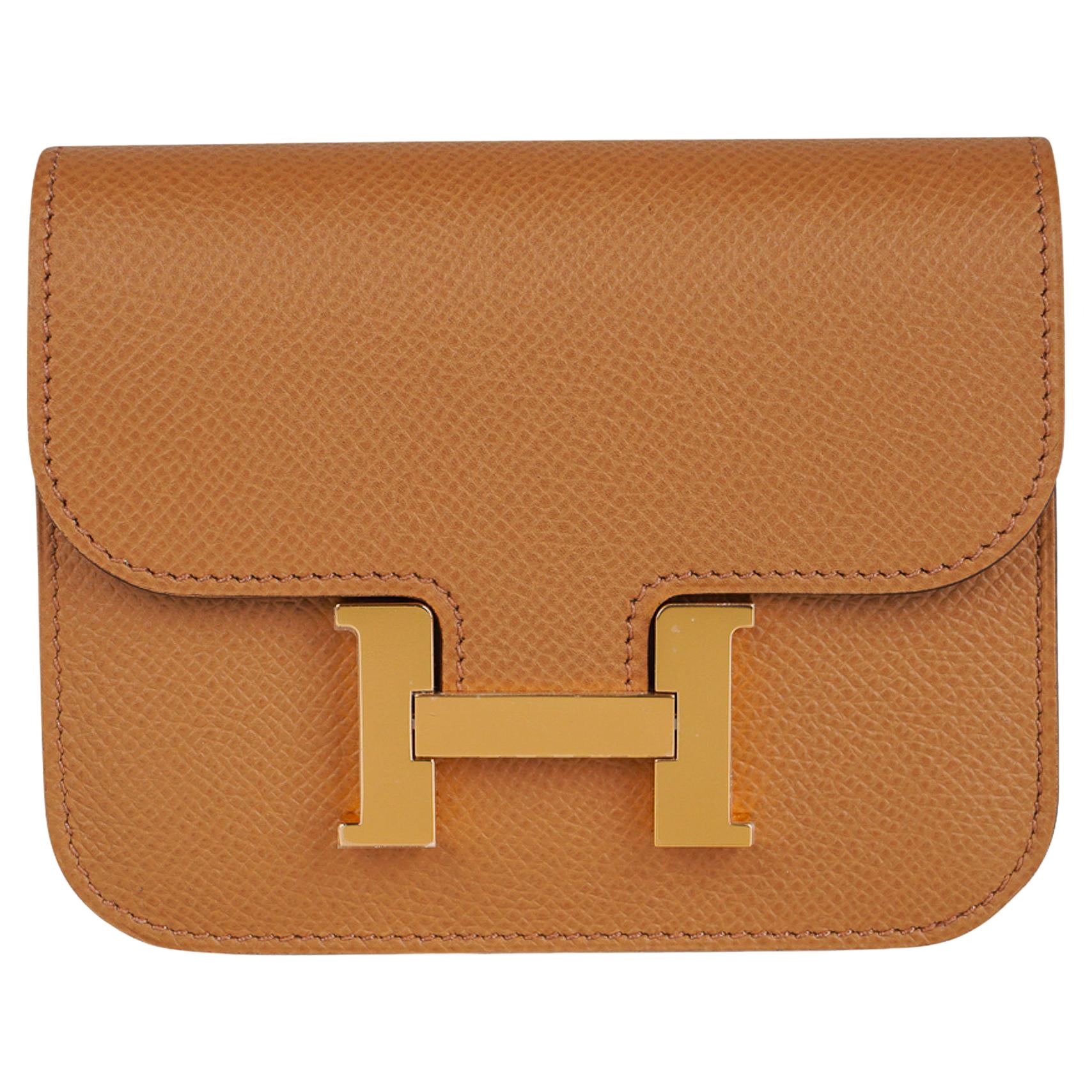 Hermes Constance Slim Cartera Riñonera Biscuit Herrajes Dorados