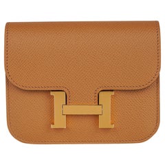 Hermes Constance Slim Cartera Riñonera Biscuit Herrajes Dorados