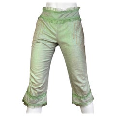 ALEXANDER MCQUEEN c.1995-1996 - Pantalon capRI ROBEFFLE TRIM GREEN clair
