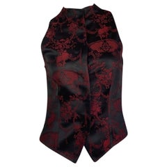 ALEXANDER MCQUEEN fw1998 «JOAN» BLACK & RED JACQUARD FLORAL WAISTCOAT