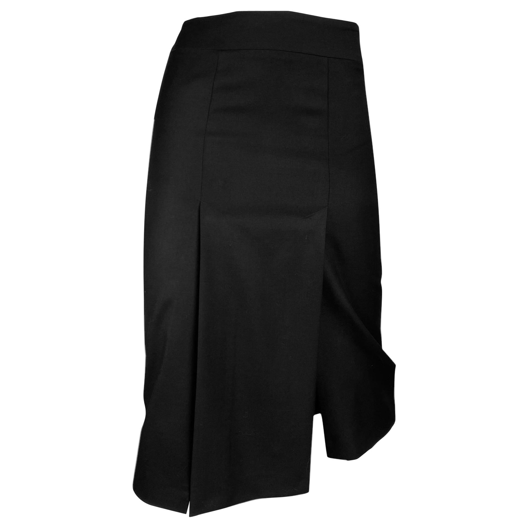 ALEXANDER MCQUEEN fw1999 «THE OVERLOOK» BLACK WOOL DOUBLE SLIT MIDI SKIRT