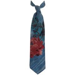 Kenzo light blu Roses Silk Tie 1