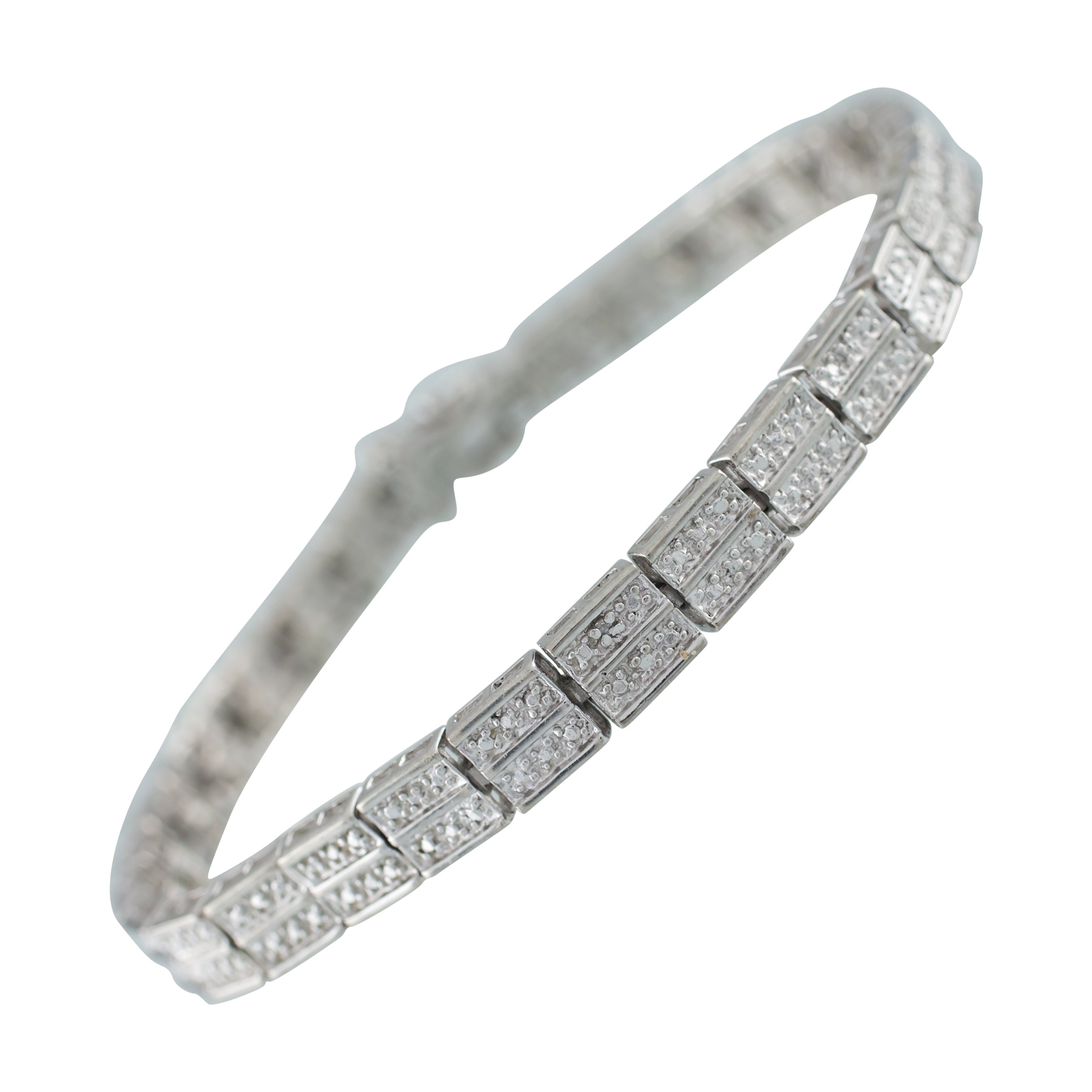 Sterling Silver Link Chain Bracelet with Insertion Clasp, Size 8.25