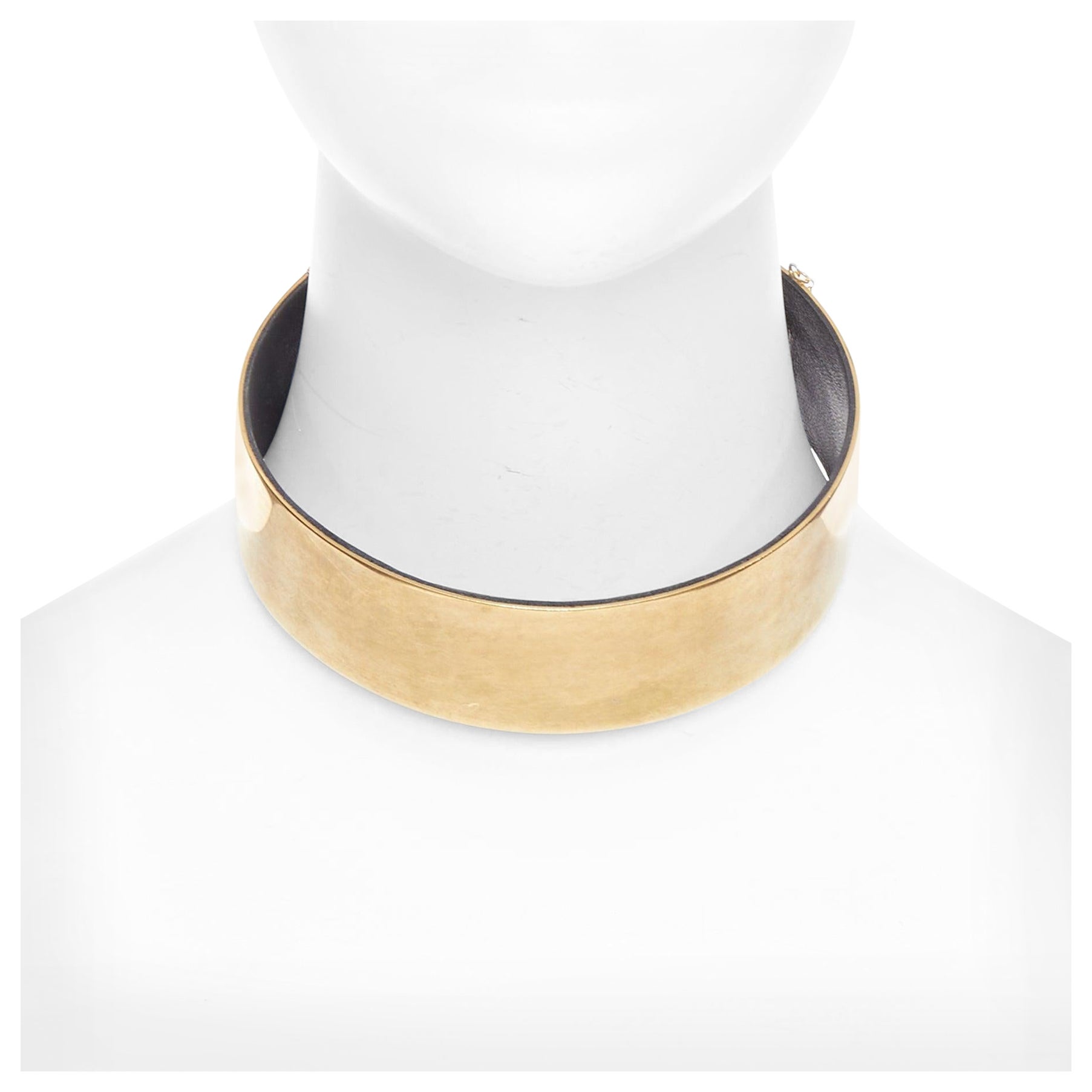 raro OLD Celine Phoebe Philo Runway collana girocollo minimal in metallo dorato in vendita
