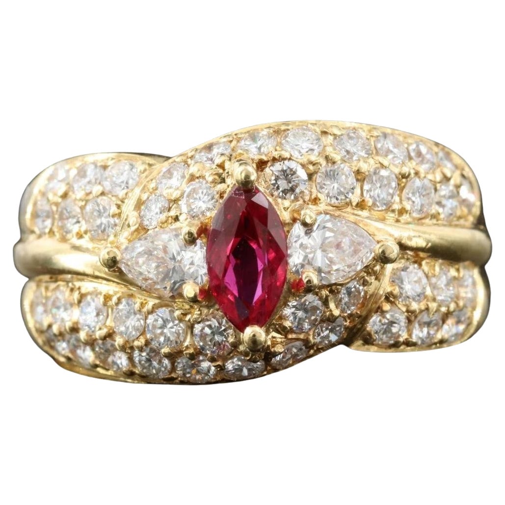 Nachlass 18K .40 ctw RUBY 1,15 ctw DIAMOND COCKTAIL-Ring  Größe 5,75  $3975 im Angebot