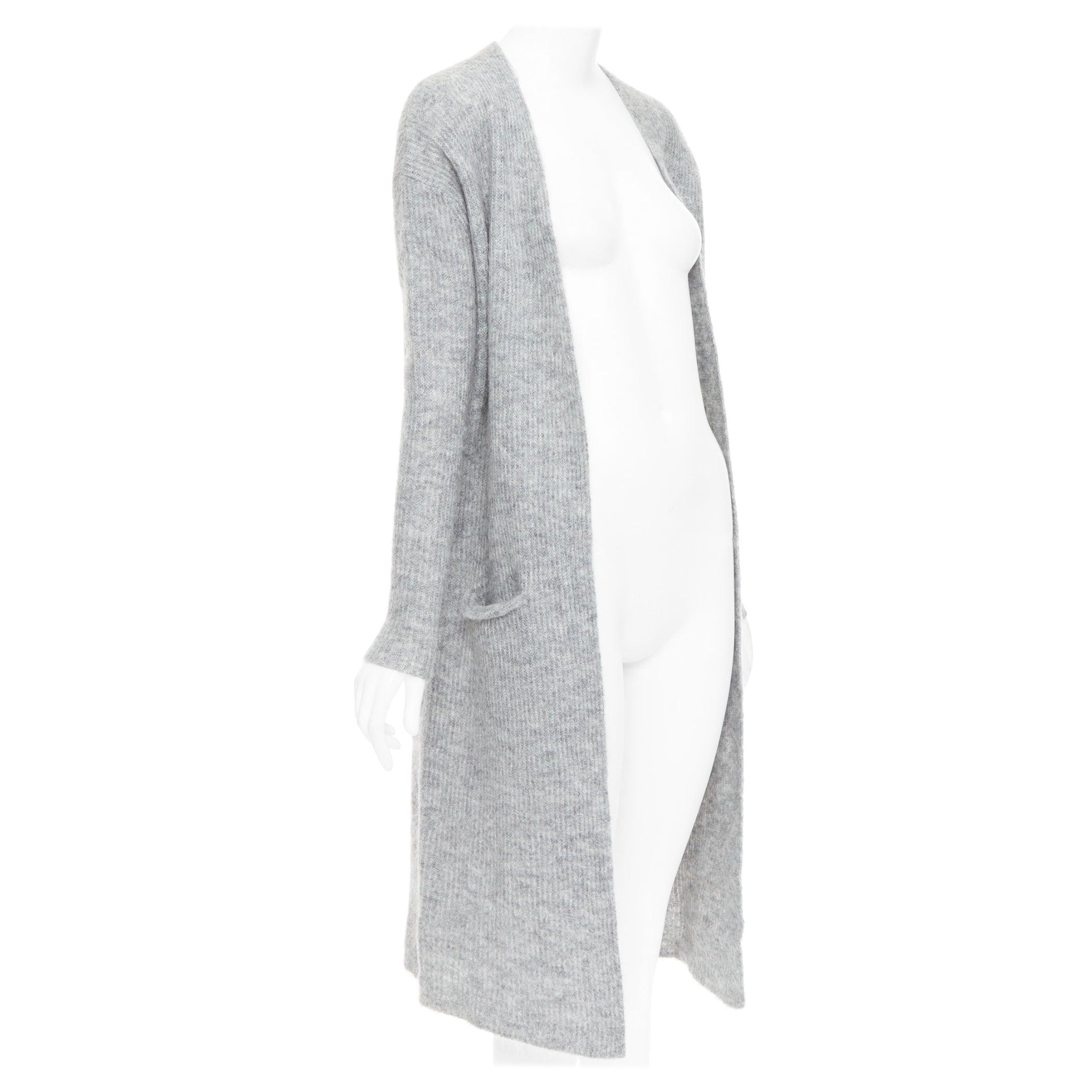 BY MALENE BIRGER Grauer langer Strickpullover aus Woll-Mohair-Mischung XS