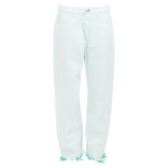 JIL SANDER, jean large à ourlet effiloché en coton vert lavé FR40 S