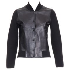 Alexander Wang, bomber nero in misto lana merino e pelle M.