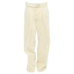 JIL SANDER + washed yellow cotton belted wide leg pants FR38 M