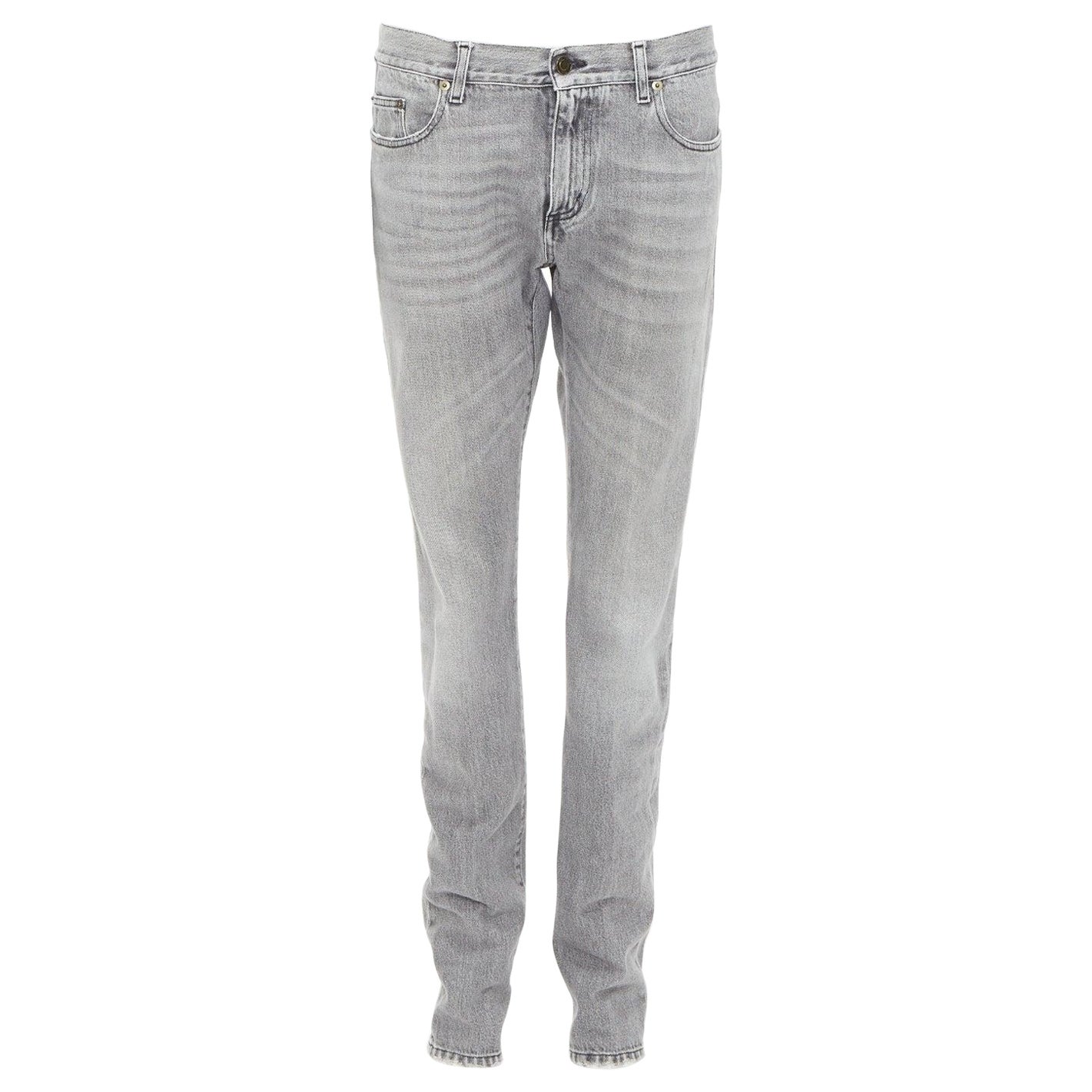 SAINT LAURENT D02 M/SK-LW grey stone washed skinny jeans 30" For Sale