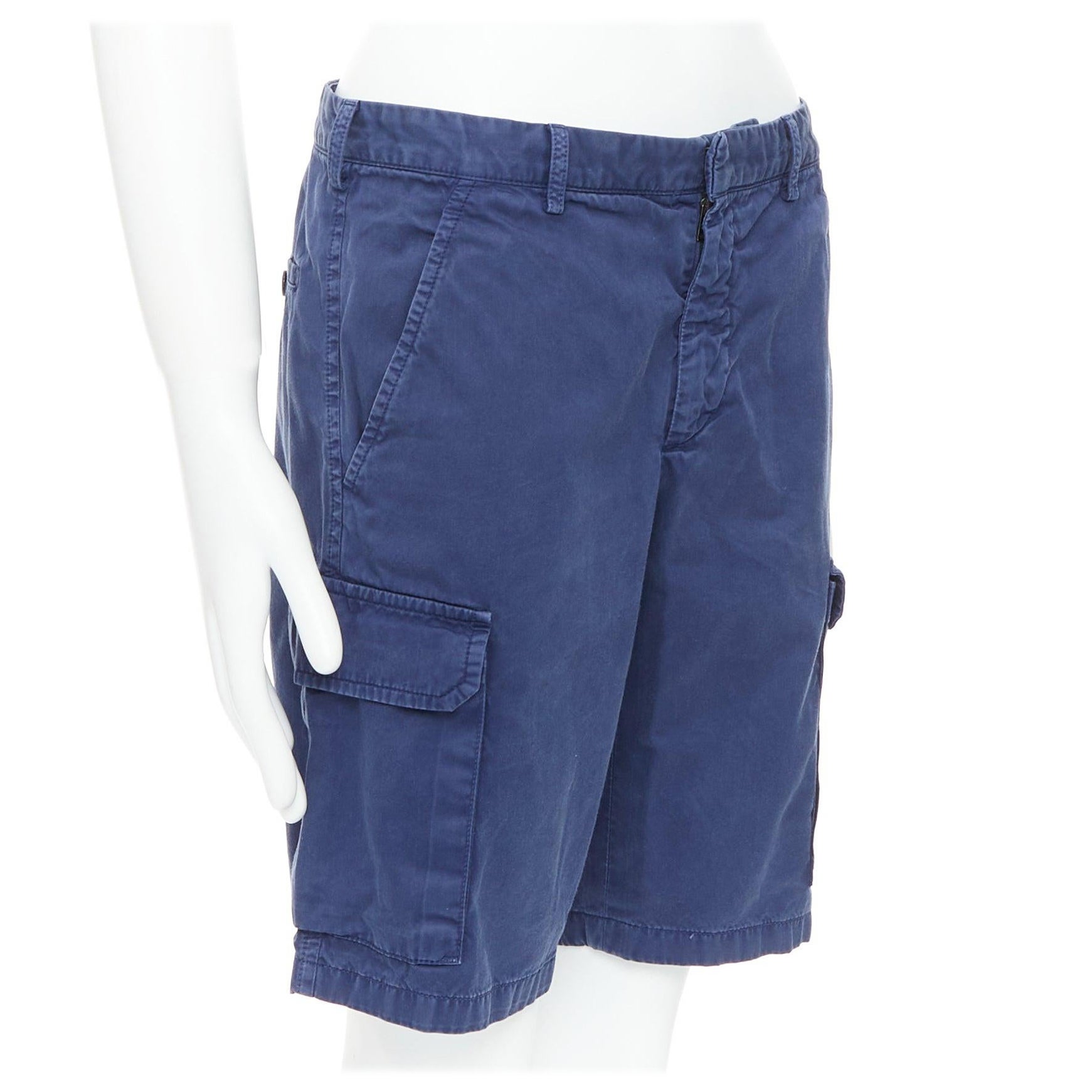 Bermuda cargo à poches en coton lavé bleu PRADA  IT46 S