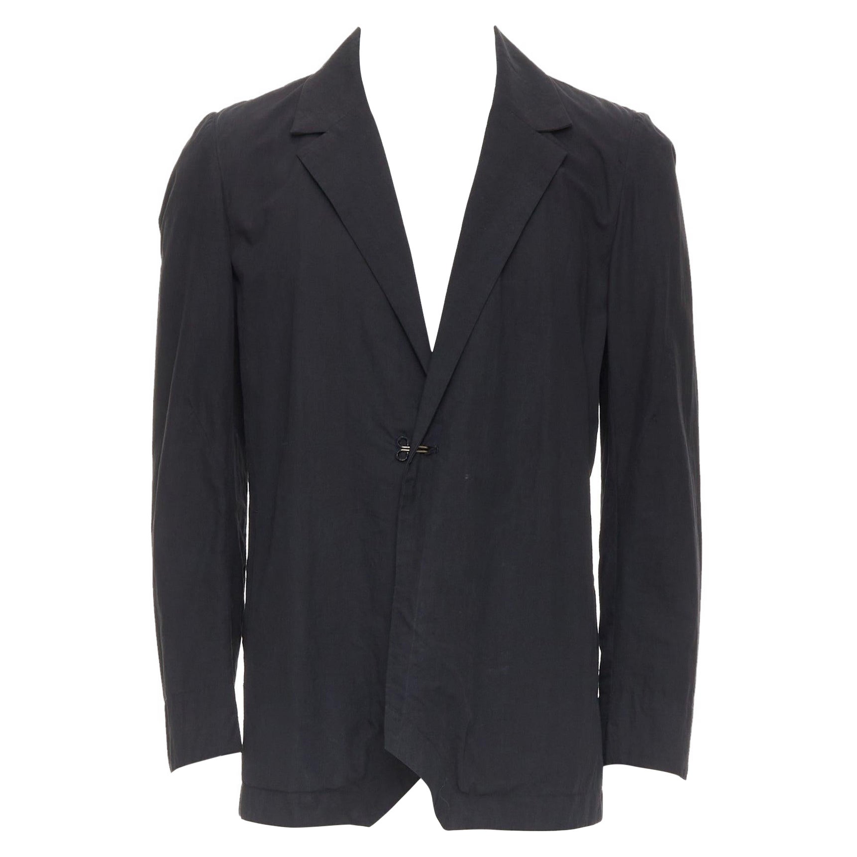 ATTACHMENT Kazuyuki Kumagai blazer décontracté à ourlet angulaire en coton noir JP3 L en vente