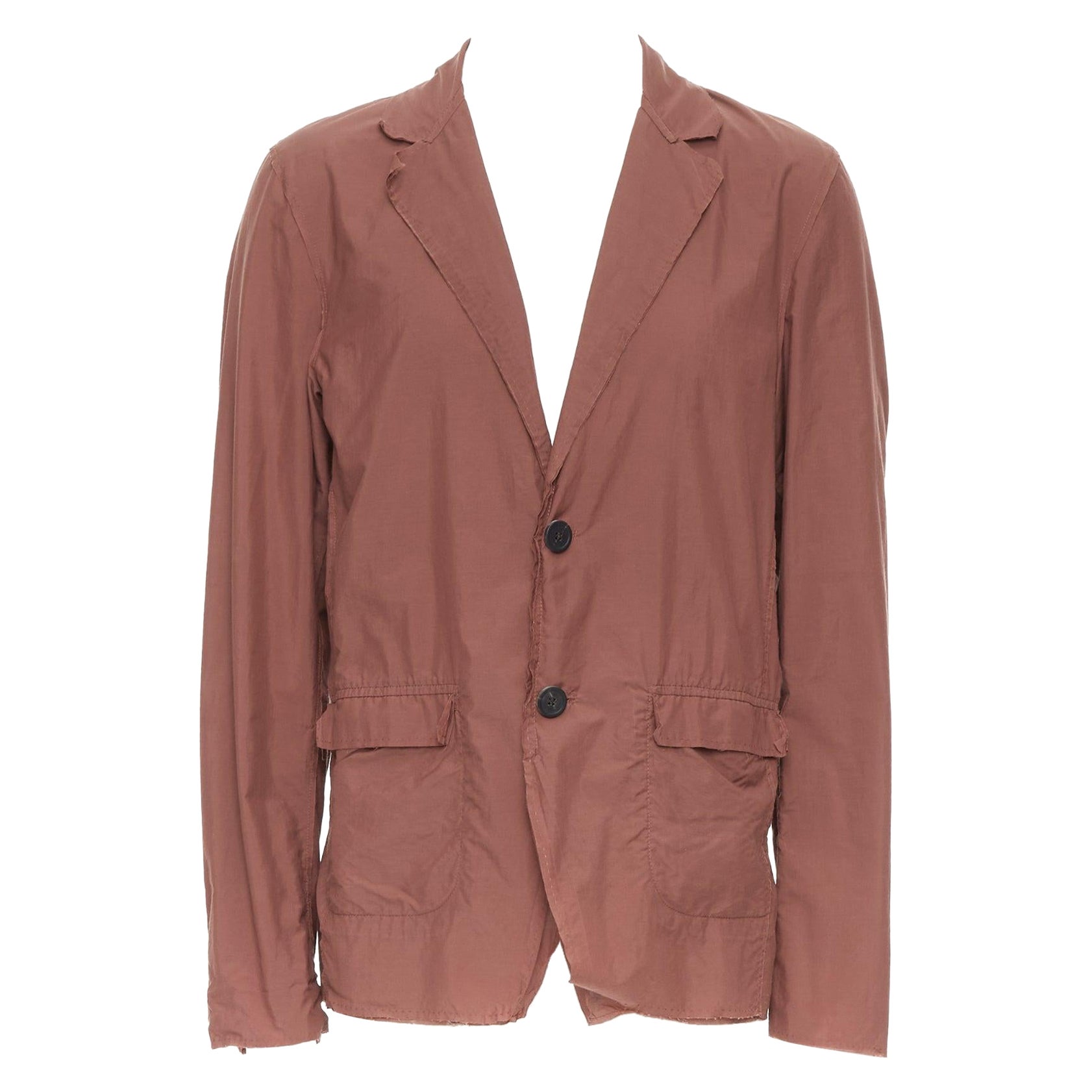 LANVIN Alber Elbaz brick red nylon cotton raw edge relaxed blazer US40 L For Sale