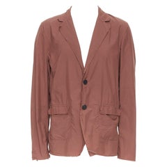 LANVIN Alber Elbaz Ziegelroter, entspannter Blazer aus Nylon-Baumwoll mit rohem Rand, US40 L