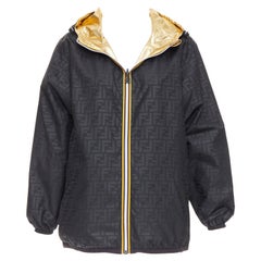 FENDI K-WAY metallic gold black FF reversible waterproof windbreaker S