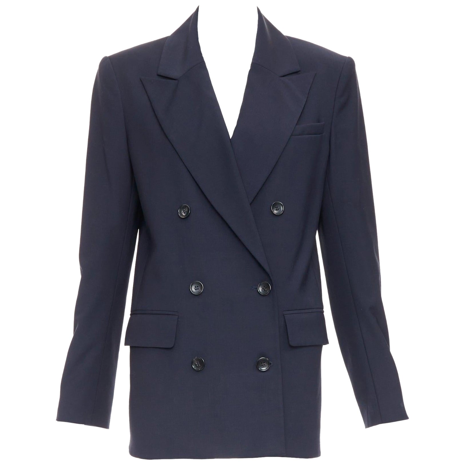 TIBI chaqueta blazer acolchada con doble botonadura en mezcla de lana azul marino US2 S