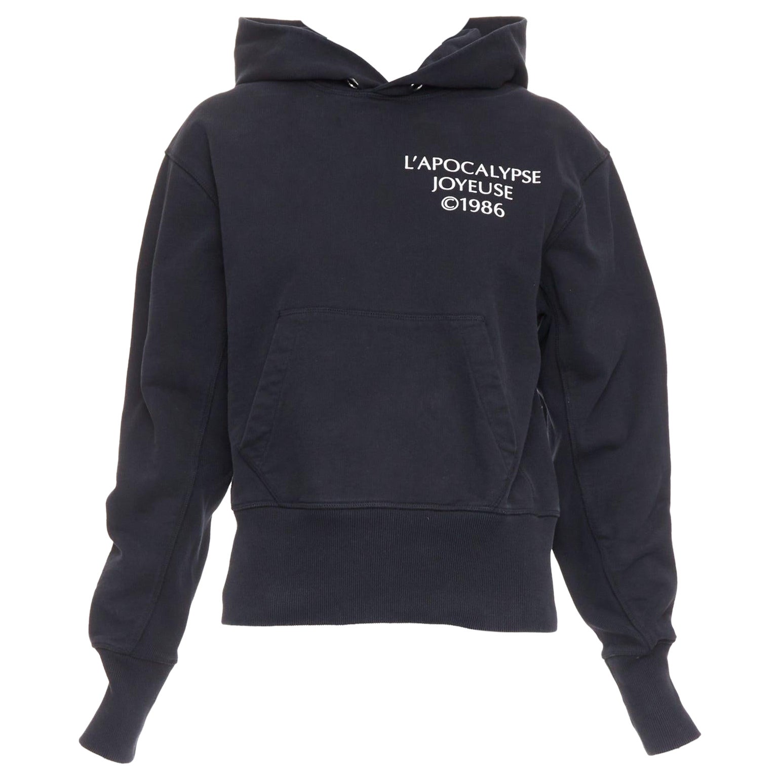 HELMUT LANG L'Apocalypse Joyeuse black cotton unisex cropped hoodie M For Sale