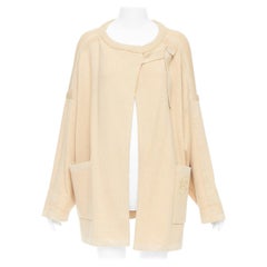 CHLOE Gerste braun Wollmischung besticktes C-Logo Strickjacke Mantel S