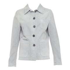 CHRISTIAN DIOR grey cotton denim CD bee logo chore jacket FR36 S