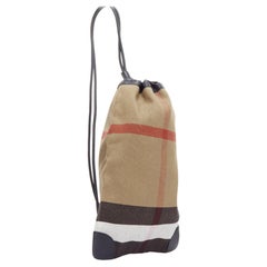 BURBERRY House Karierter Baumwoll-Canvas-Rucksack mit Lederbesatz aus Segeltuch