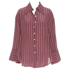 Antonio Marras 100% seta bordeaux, camicia con orlo curvo a pois M.