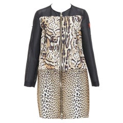 MONCLER Gamme Rouge Runway brown black leopard print mesh long coat Sz0