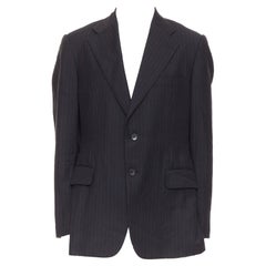 Gucci Vintage grigio antracite 100% lana gessato doppio spacco blazer IT52 XL