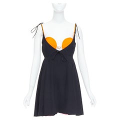VERSACE 2021 Tresor de la Mer Abito da passerella nero con reggiseno a strati e collo a U IT38 XS