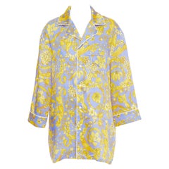 VERSACE 100% silk Signature Barocco Baroque lilac gold print pajama shirt Sz.3 L