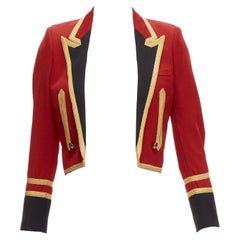SAINT LAURENT 2014 Spencer chaqueta militar de lana roja dorada de oficial FR34 XS