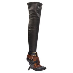 rare TOM FORD 2006 Runway Brown belt buckle thigh high boots EU37.5