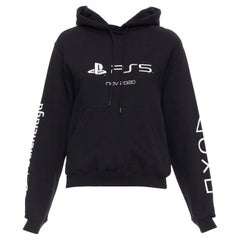 Balenciaga Demna 2021 in cotone nero con logo PS5 e felpa con cappuccio M. I.