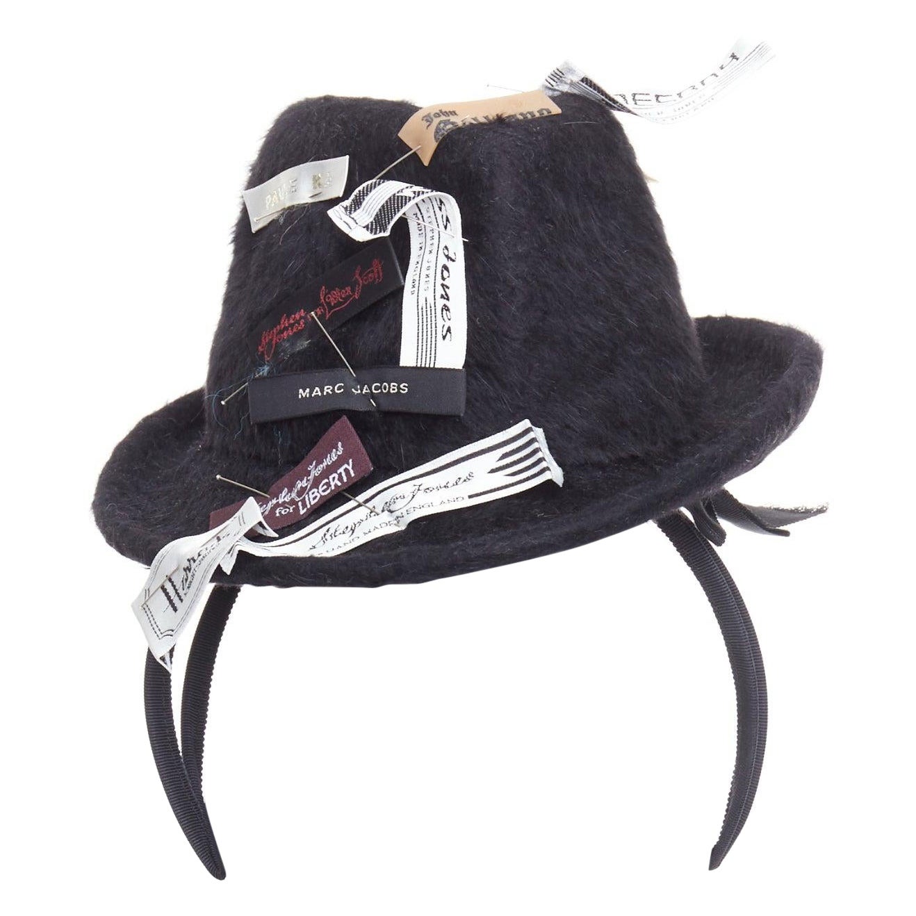 rare STEPHEN JONES MILLINERY 2008 PLU melusine mini trilby multi label top hat For Sale