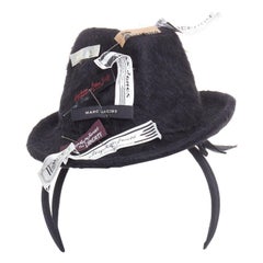 raro cappello a cilindro Stephen Jones 2008 PLU melusine mini trilby multi label