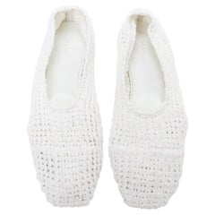 THE ROW 2024 Ballet white crochet fabric trimmed flat shoes EU38