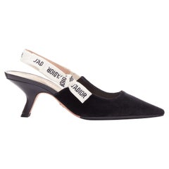 DIOR Jadior escarpin à talon comma en velours noir avec logo crème EU35