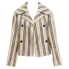 CHRISTIAN DIOR 2020 Runway striped linen blend double breasted blazer FR36 S