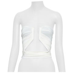 RICK OWENS 2023 Prong milk white cupro blend wired tube top IT38 XS