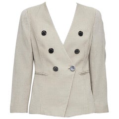 EMPORIO ARMANI blazer beige matelassé à surpiqûres et à double boutonnage IT44 L
