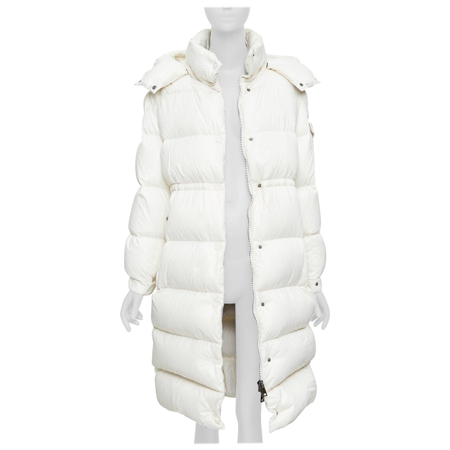 MONCLER Cavettaz Giubbotto off white goose down long puffer coat Sz1 For Sale