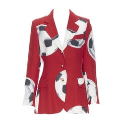 MOSCHINO Cheap Chic red football soccer print gold button blazer jacket IT40