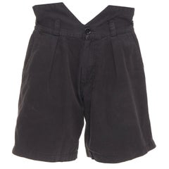 RAF SIMONS 2006 short large en coton noir à taille haute EU50 XL