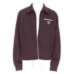 PRADA 2018 bordeaux giacca sportiva con logo in gomma e zip sul collo IT50 L