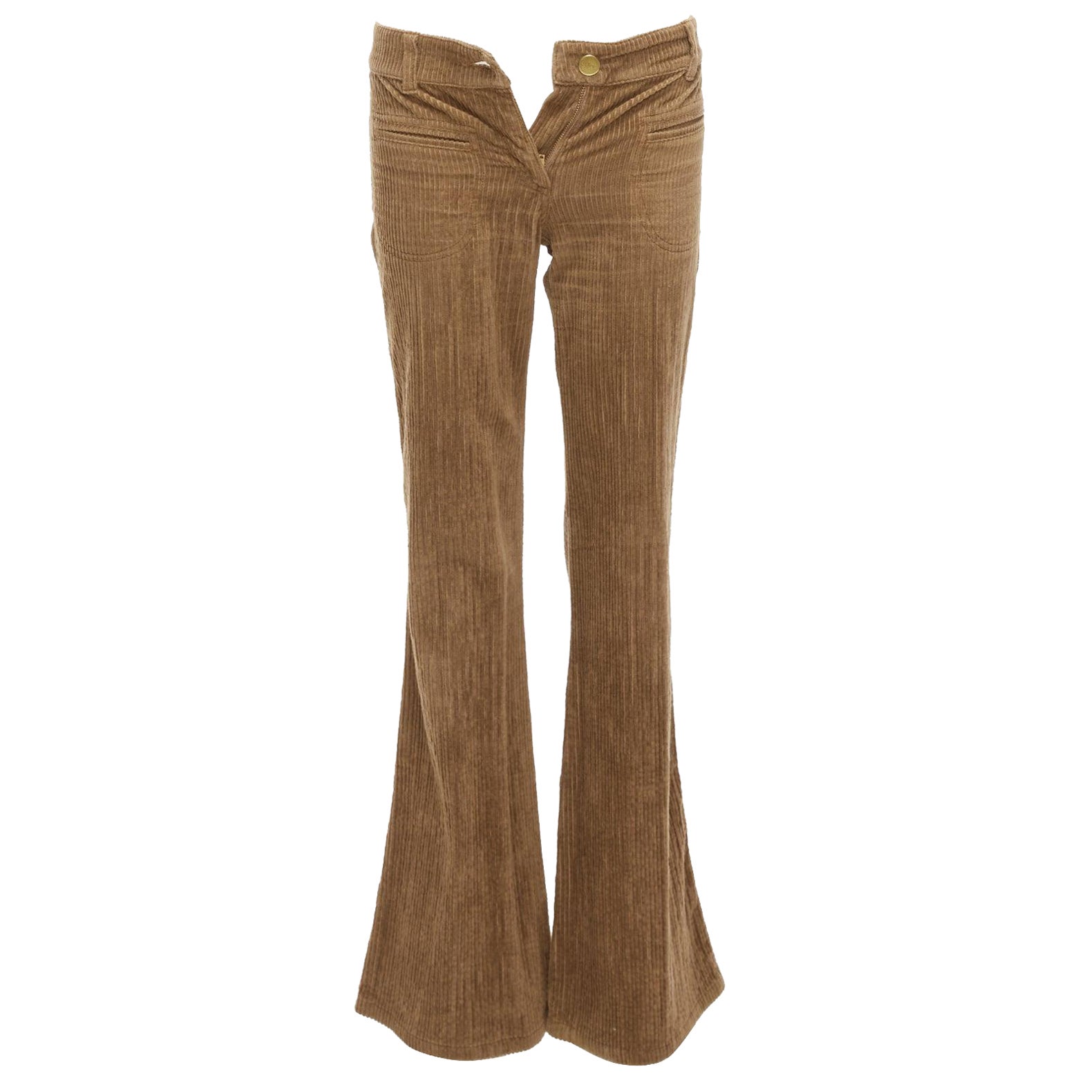 CHLOE brown cotton corduroy low waist flared pants FR34 XS For Sale