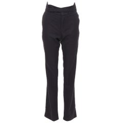 RAF SIMONS 2007 black 100% wool high waist paperbag pants IT48 M