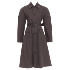 BOTTEGA VENETA charcoal coated cotton blend corset waist trench coat IT36 XXS