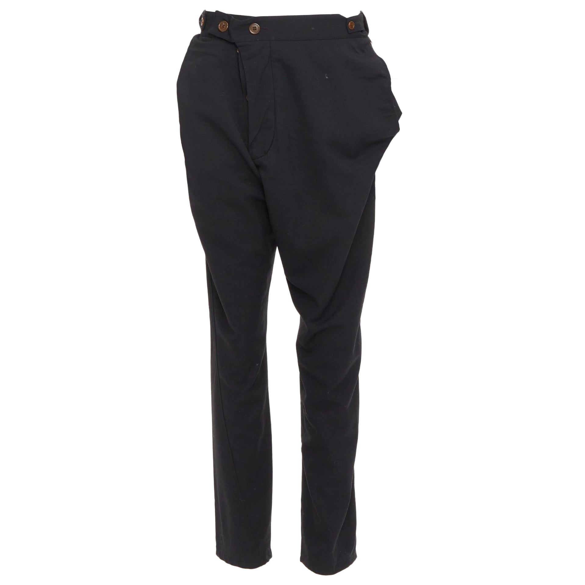 VIVIENNE WESTWOOD MEN black 3D cut drop crotch cropped pants IT48 M For Sale